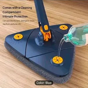 360° Triangle Spin Mop with Long Handle – Hands-Free Squeeze, Wet & Dry Floor, Wall & Glass Cleaning Mop