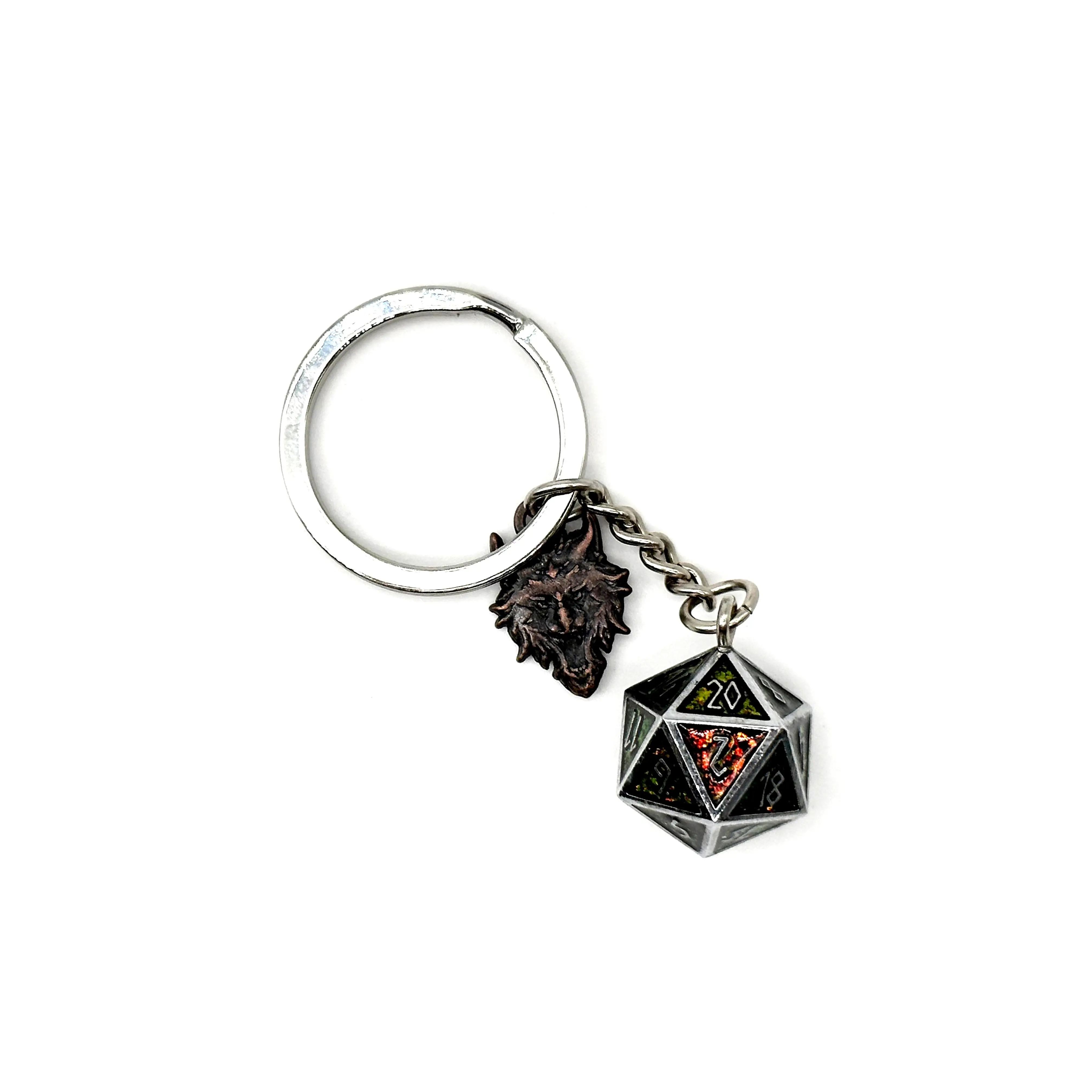Norse D20 Keychains - Sparkle Yellow, Featuring Unique Designs and Decorative Elements