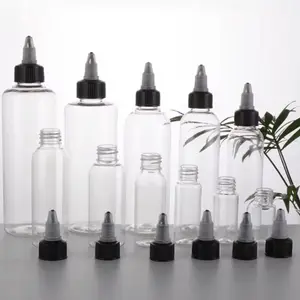 Tanlade 24 Pcs 2oz Plastic Squeeze Bottles Bulk Boston Dispensing Empty Hair Oil Bottles with Twist Cap for Essential Oils Hair Applicator Liquids Condiment Dispenser