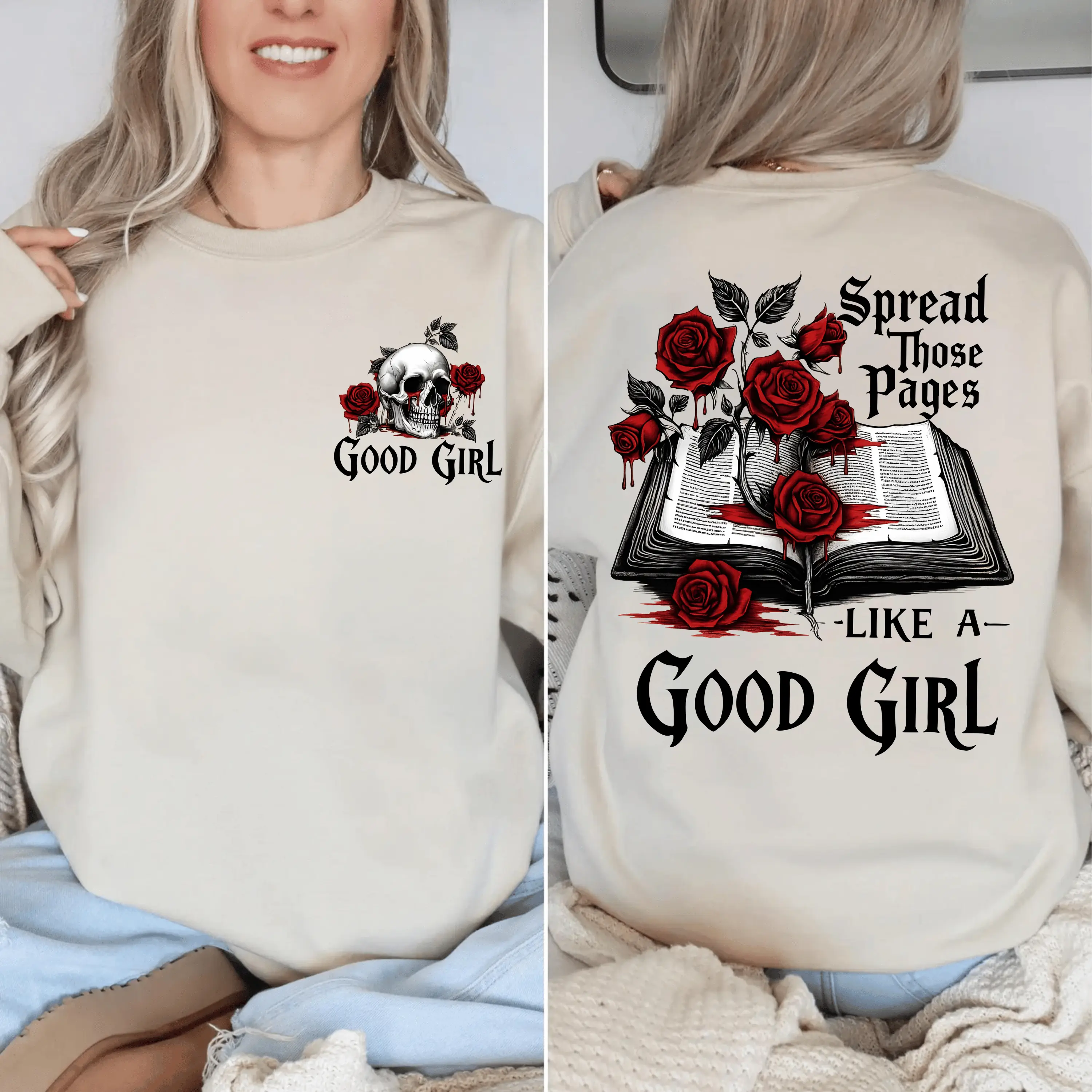 Retro Good Girl Sweatshirt, Spread Those Pages Like a Good Girl Shirt, Dark Romance Readers Shirt, Spicy Book Tee, Bookish Shirt for Smut Readers, Book Lover Gift