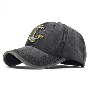 "Anchor" Baseball Cap Vintage Washed Cotton Hat, Adjustable Fit, UV Protection, Casual Outdoor Travel Sun Cap