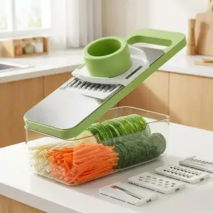 6-in-1 Vegetable Cutter, Mandoline Slicer for Kitchen, Vegetable Slicer Cutter with Multi Blade, Cheese Grater, kitchen gadgets