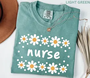 Comfort Colors Daisy Nurse Shirt, Boho Floral RN Nurse Graphic Shirt, Spring Nurse Appreciation Gift, Cute Nurse Graduation Gift for Women