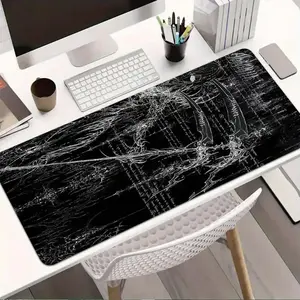 Abstract Black Blade Design Desk Mat - Hacker Matrix Style Mousepad, Digital Gothic Accessory for Horror Gaming and Office Setups