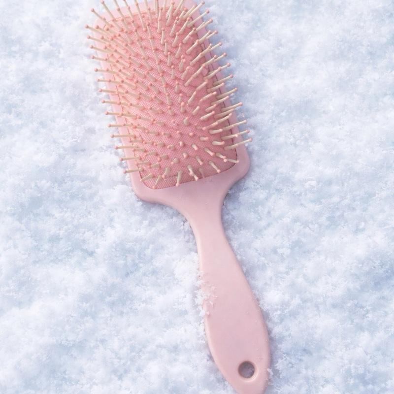 Pink Hair Brush with Soft Bristles for Gentle Styling and Detangling
