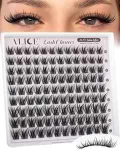 ALICE Lash Clusters Wispy Natural Eyelash Extensions Short 10-14mm Eyelash Clusters Volume Lash Extensions Thin Band DIY Individual Lashes