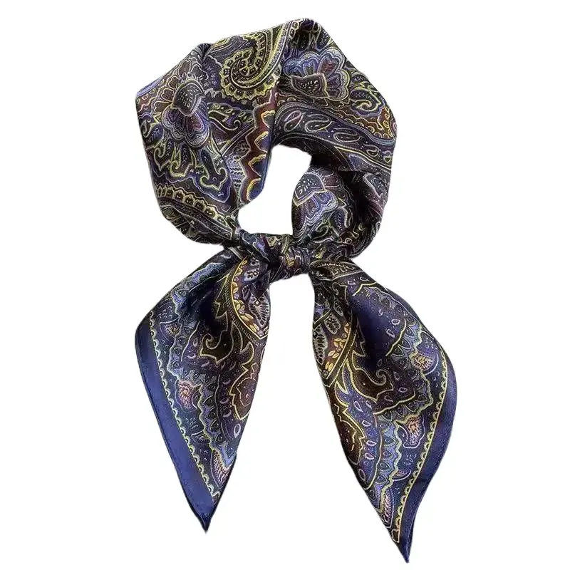 Women’s scarf, neck scarf, women’s silk scarf, silk scarf for the neck, youthful tie, headscarf, blue floral square scarf, breathable square scarf, elegant accessory suitable for daily outings, vacations, banquets, parties, formal occasions, and holiday g