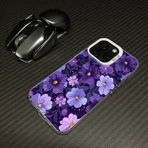 A patterned phone case with purple flower design, anti-slip and anti-drop, suitable for iPhone 17 AIR 17/16/15/14/13/12/11/8/7 PRO PRO MAX X XS XR PLUS, an ideal gift for friends and family, CYK480
