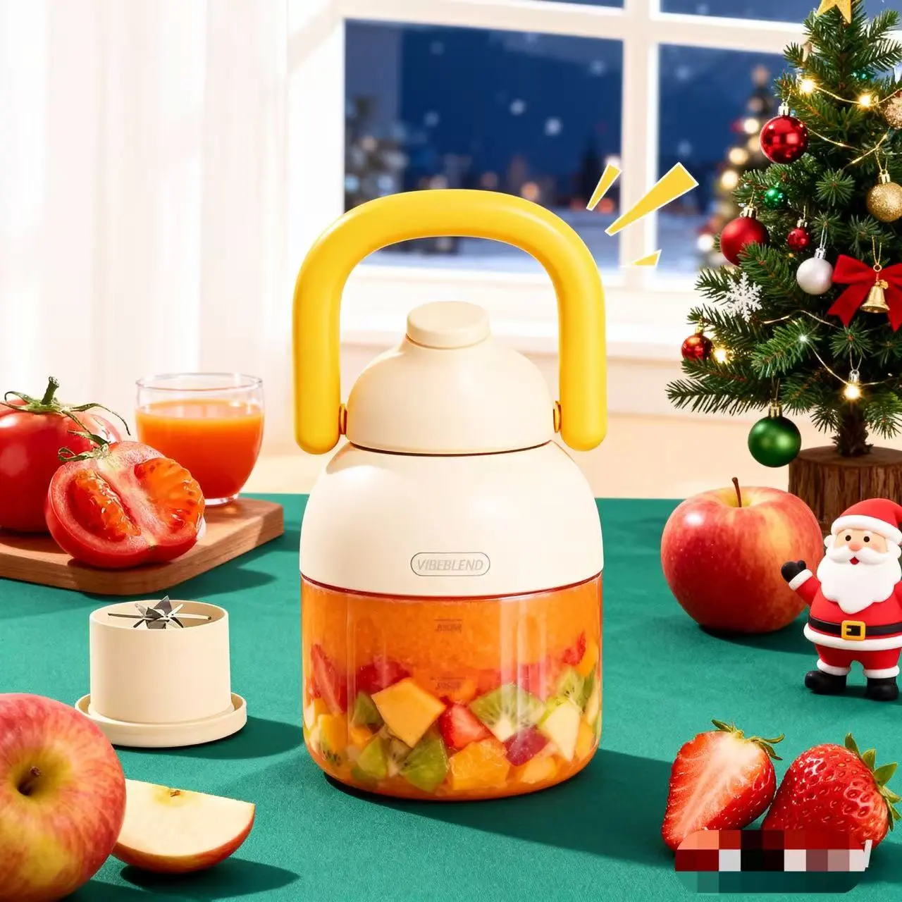 VIBEBLEND BPA-Free Electric Portable Blender & Citrus Juicer, Personal Blender for Smoothies, Shakes, Food Prep & Frozen Blending,30 oz Cup, Straw,2 Lids, USB-C Rechargeable, Dishwasher-Safe Parts, Healthy Juice for Gym, Travel & Kitchen
