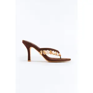 Puka Shell Thong Heels - Chocolate