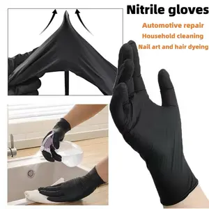 20/50/100pcs black vinyl gloves, latex free, disposable, suitable for hair dyeing, tattooing, mechanical maintenance and cleaning, multi-purpose hand protection, essential for kitchen (bagged), Household Cleaning Gloves, Durable Cleaning Gloves