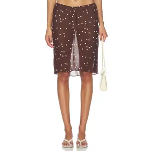 EAVES Malene Midi Skirt in Chocolate Dot