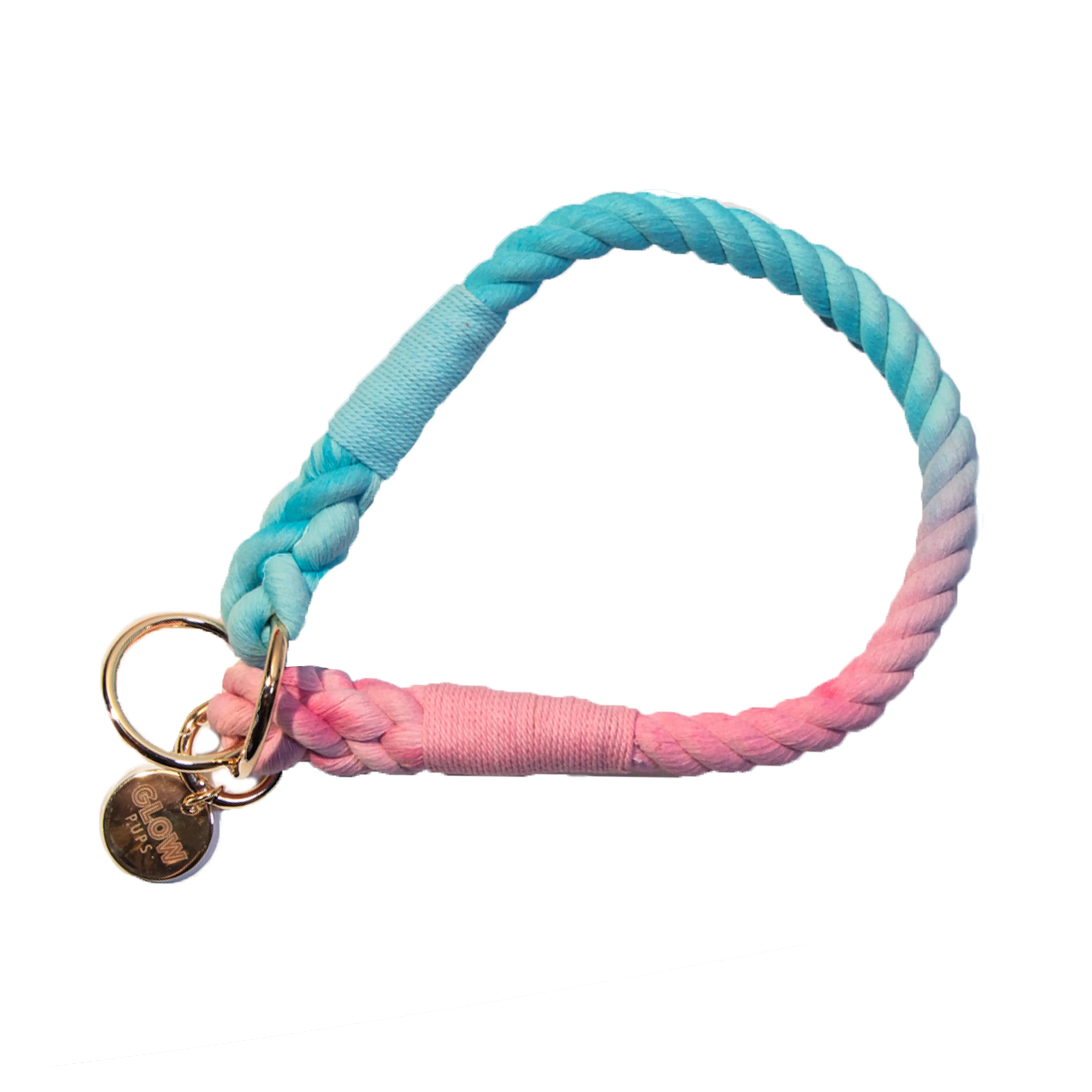 Glow Pups Pink and Blue Pastel Swirl Collar for Medium & Large Dogs - Natural Cotton, Hand Dipped Dye, Durable Construction, Easy to Use, Matches Tie Dye Leashes