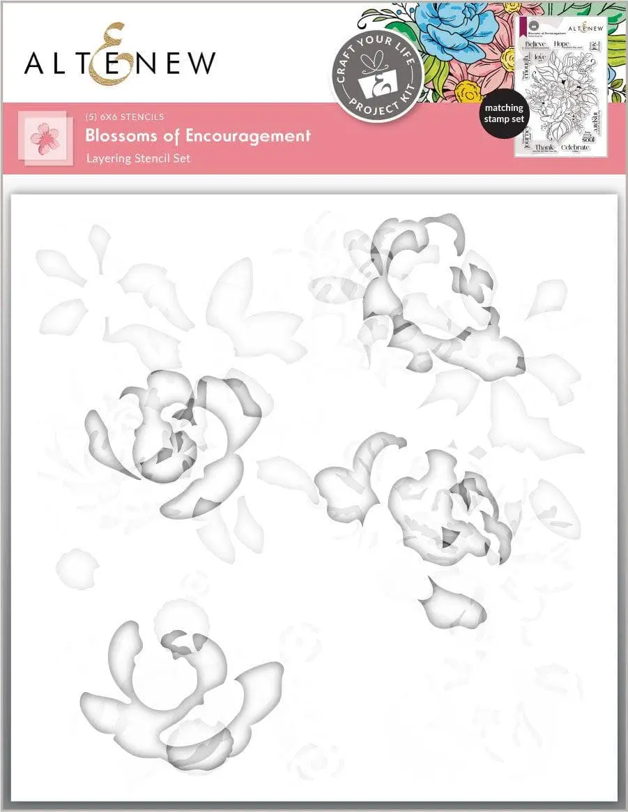 Craft Your Life Project Kit:  Blossoms of Encouragement Stencil Set (5 in 1)