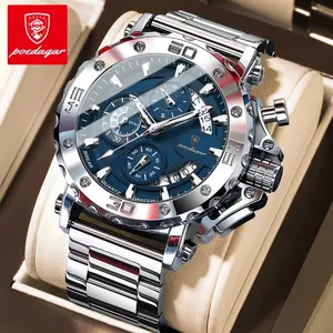 POEDAGAR Watch For Men Calendar Luminous Waterproof Man Clock Male Chronograph Stainless Steel Men's Quartz Watches