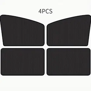4pcs Magnetic Car Sunshade Curtains, Front and Rear Window Mesh Sun Protection, Heat Insulation Shade Cloth, Car UV Blocker, UV Protective Sunshade, Magnetic Sunshades, Sunshade Cover