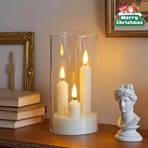 2/1pcs Flameless LED Candle Light - Realistic Flickering effect, Battery-Powered (No Batteries Included), Safe Non-Toxic Indoor Decoration for Wedding, Birthday, Christmas, Halloween, Living Room, Bedroom, Switch Control, Battery Lamps, Decorative Lights