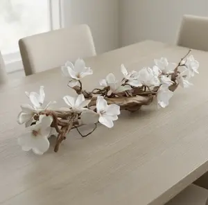 Table Decor Centerpiece - Magnolia & Vine Driftwood Spring Home Decor - Floral Arrangement for dining, entry, or coffee table, Weddings, & Seasonal Mantel