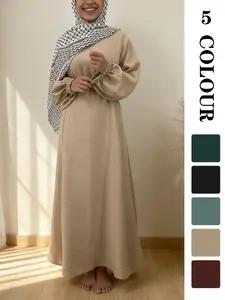 Muslim Sleepwear Simple Long Robe, Perfect for Weddings/iftar Dinners/prayer, Plain Color Home Dress, Available in 5 Colors