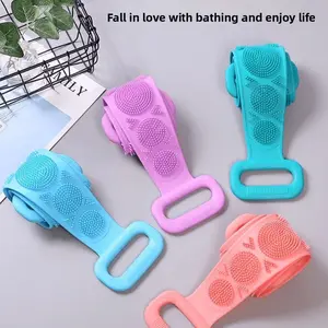 Ergonomic Long Handle Back Scrubber - Silicone Exfoliating Bath Scrubber with Deep Cleaning, Shower Scrubber for Men Women, Gift for Christmas Halloween Thanksgiving