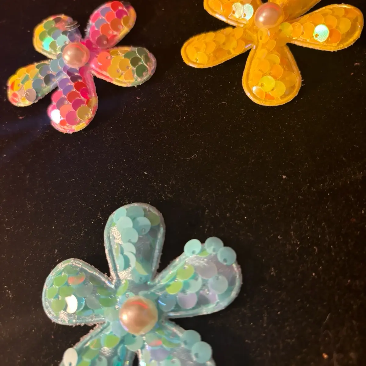Rainbow Flower Sequin Patches - Set of 3