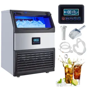 GARVEE Commercial Ice Maker with 200lbs/24H Production, 55lbs Storage Capacity, Single Water Inlet, Produces 90 Ice Cubes in 12-15 Minutes, High Efficiency, Quiet Operation, Energy-Saving, Sturdy and Stylish Design with LED Display