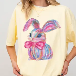 Brushstroke Easter Bunny Tee, Oversized Graphic Shirt, Easter Tee, Comfort Colors, Easter Shirt, Womens Holiday Tee