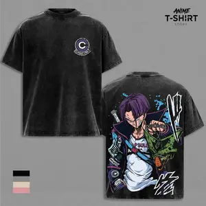 Trunks DBZ Anime Graphic Tee Vintage Washed Shirt Unisex Streetwear Capsule Corp Anime Shirt Future Trunks Sword Tee Dragon Ball Z Anime Clothing Gift for Anime Lovers Fans