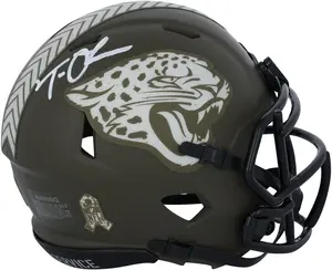Trevor Lawrence Jacksonville Jaguars Autographed Riddell 2022 Salute To Service Speed Mini Helmet - White Sig - Fanatics Authentic Certified