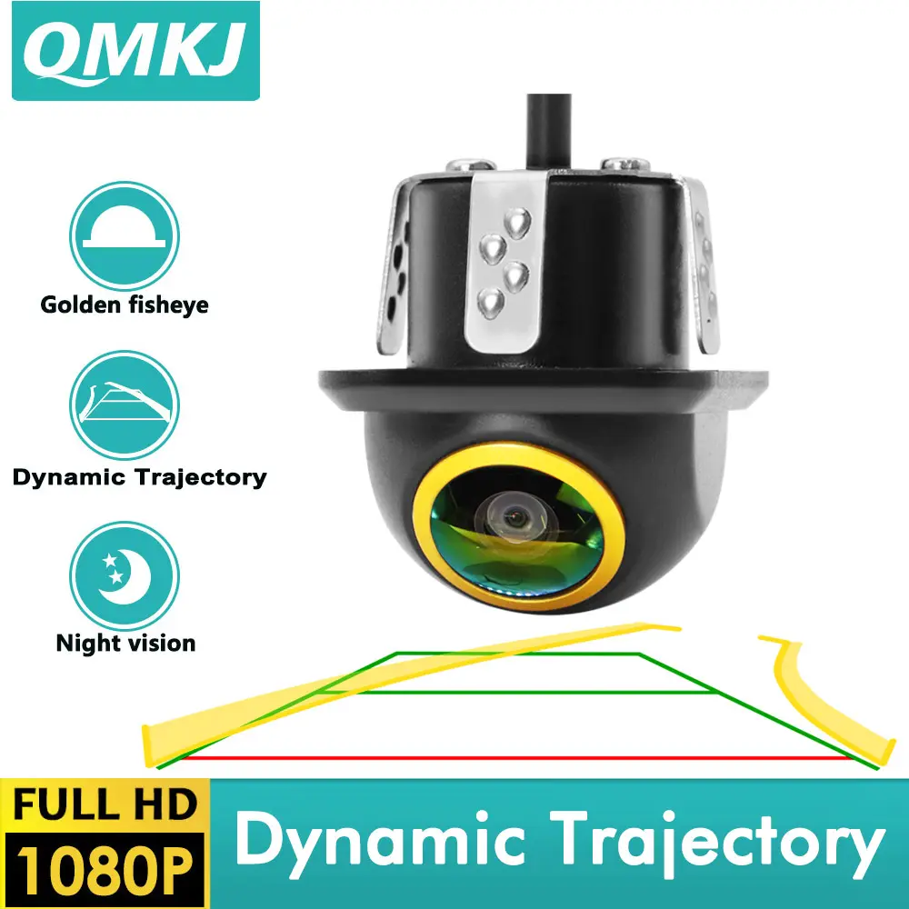Dynamic trajectory Car rear-view camera Golden Fisheye Night vision Reverse automatic parking monitor waterproof AHD 1080P
