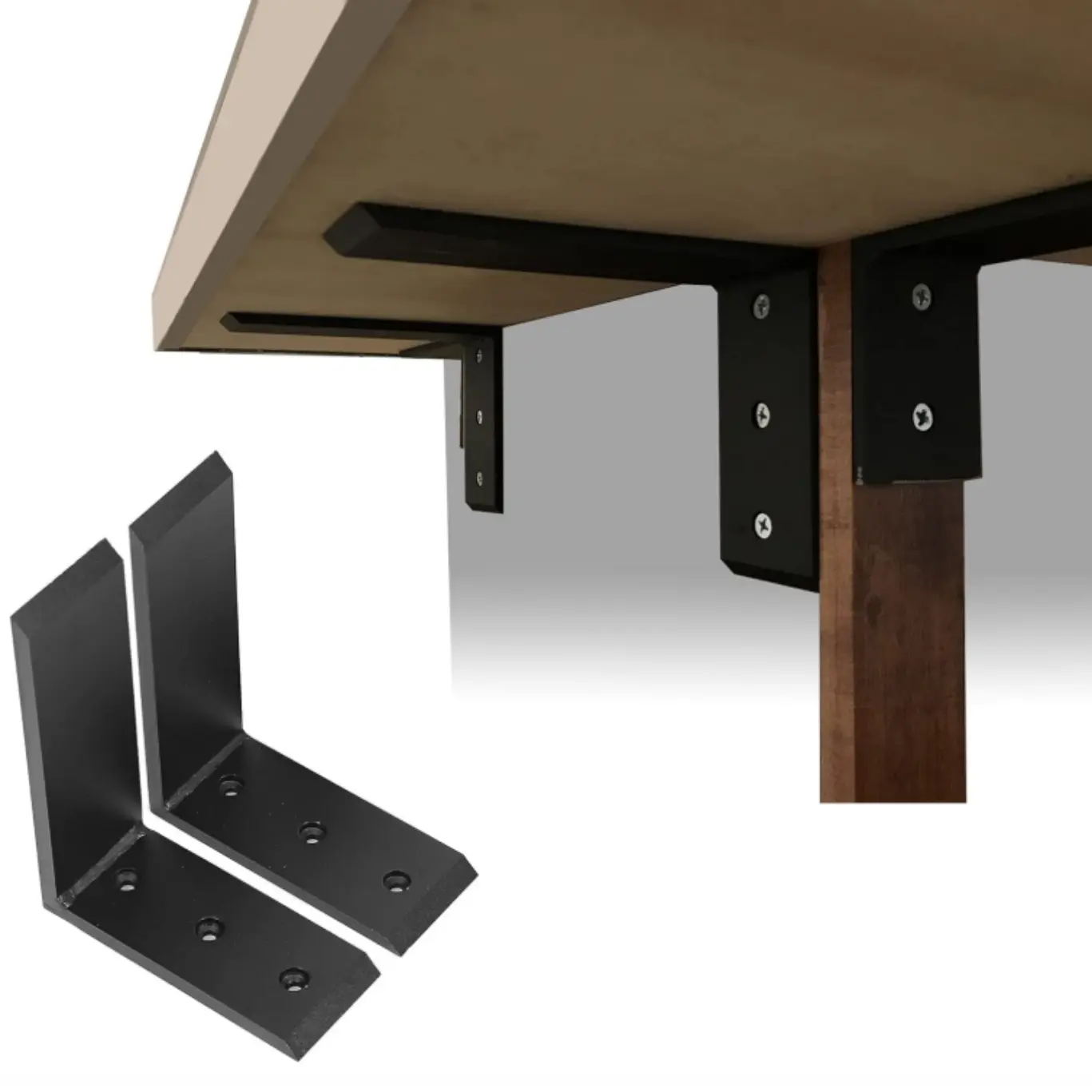 2Pcs Heavy Duty Black Steel 8" x 6" x 2-1/2" Countertop Support Brackets - 2.68 lbs, 500 lbs Load Capacity Corbel Brackets for Table Bench, Bar Tops, DIY Projects