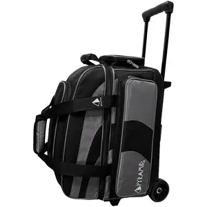 Pyramid Path Pro Deluxe Double Roller Bowling Bag (Black/Silver)