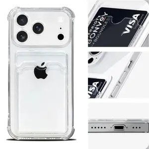 Case for iPhone 17 16 15 Pro Max Clear Cover Soft TPU Wallet Bag with Card Slot Shockproof For iphone 17 Air 14 Plus 13 12 11