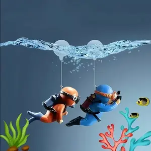 4 Piece Aquarium Diver Decor Set, Floating Landscape Decoration, Trendy Fish Tank Gift,Aquatic Ornament Accessories, Aquarium Building Set