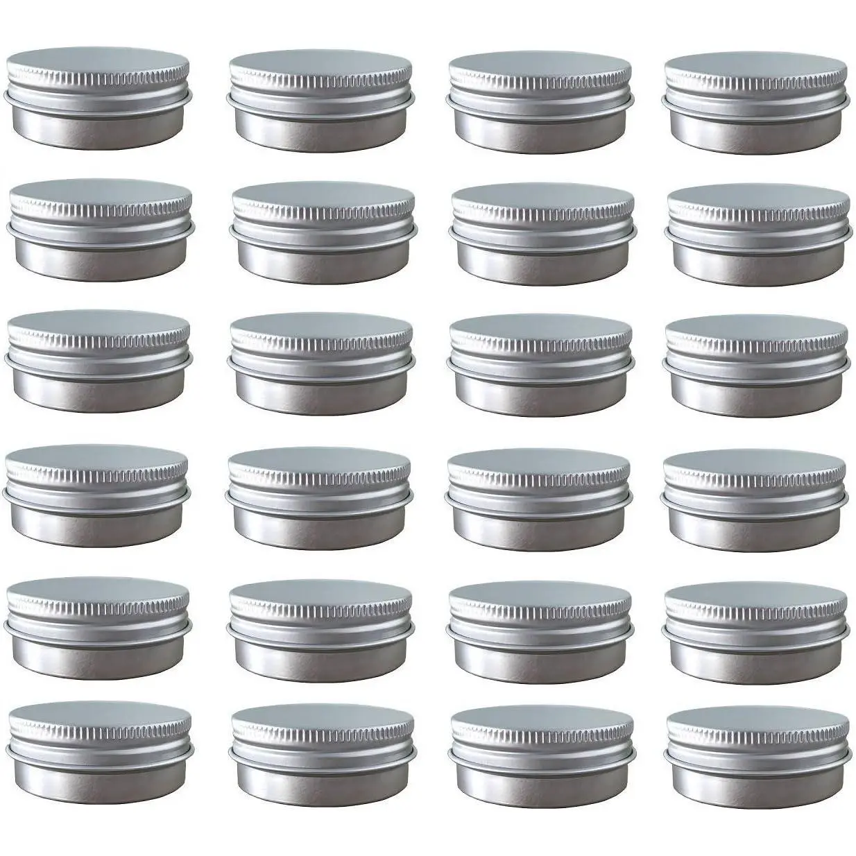 Metal Tin Jars 24 Bulk Pack, 2 oz/60ml - Portable and Leak-proof Round Tins with Screw Lids for DIY Beauty Balms & Creams, Steel, 2 Fluid Ounces