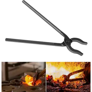 0004930-300 Blacksmiths' Tongs for Holding Hot Steel, Round Nosed Forge Tongs, for Beginner Professional Blacksmiths (12-inch, 300mm)