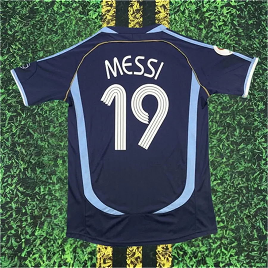 2006 Argentina Away Messi 19# Short sleeve Soccer jersey