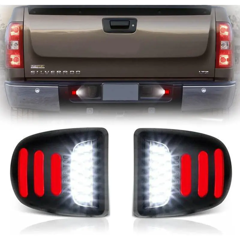 2x LED License Plate Tag Lights - Vehicle Accessories with 3-Row Red LEDs, Eco-Friendly OLED Neon Tube Assemblies, Fully Plug&Play Direct-Fit Rear Led Backlights for Chevy Silverado 1500/GMC Sierra 1500-3500, Suburban, Tahoe, Yukon XL, Cadillac Escalade