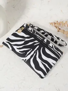 Women's Fashionable Zebra Stripe Pattern Clutch, Casual Versatile Large Capacity Wristlet, Trendy All-match Bag for Daily Use