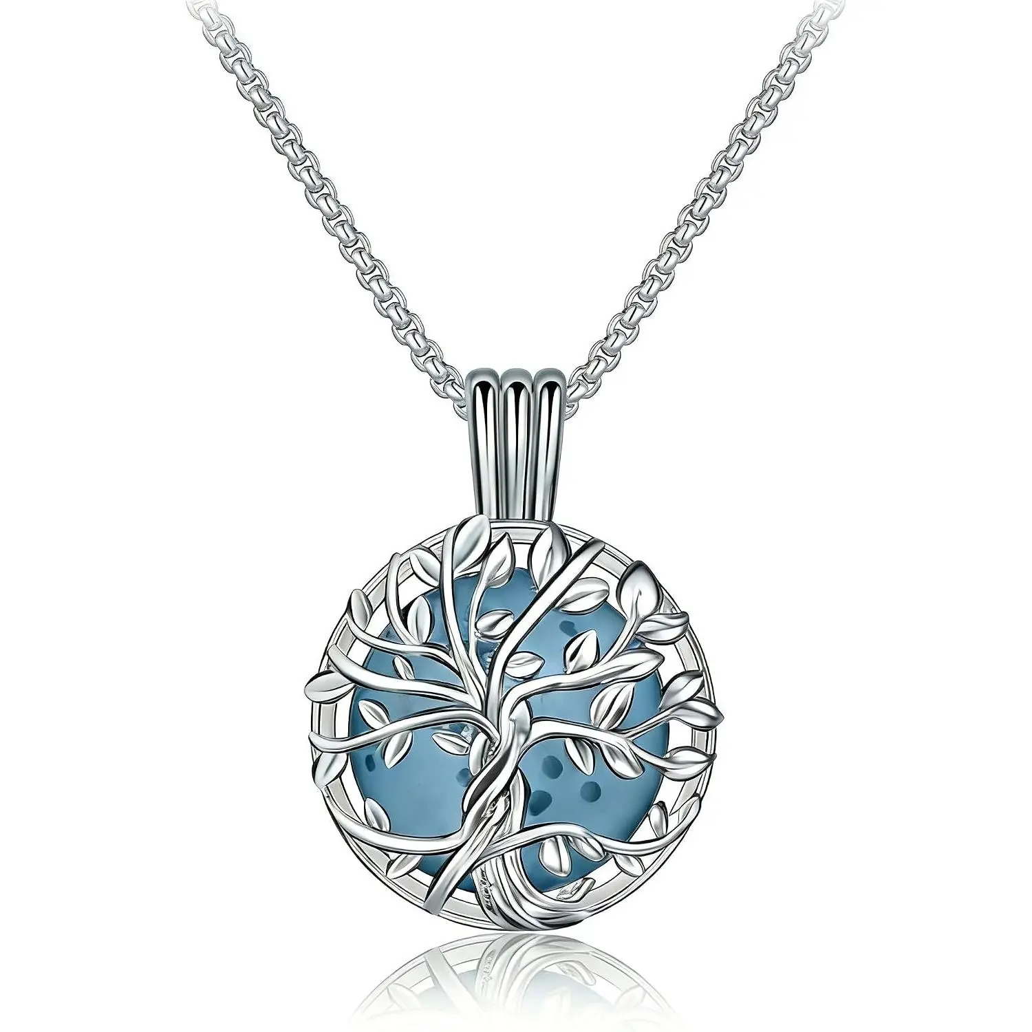 Essential Oil Necklace Diffuser Pendant for Women, 18K White Gold Plated Aromatherapy Locket Necklace with Adjustable Chain, Refillable Scent Locket Gift for Her, Everyday & Special Occasions