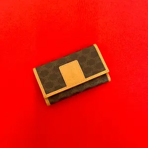Pre-owned Celine Calfskin Small Leather Goods Macadam Blazon Trionphe Leather Key Case