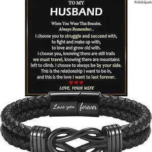 Infinity Knot Braided Leather Bracelet, Personalized To My Husband/Dad/Son/Grandson Love You Forever Bracelet, Meaningful Anniversary Birthday Christmas Gift For Men summervibes