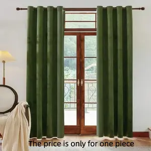 1PC Retro Olive Velvet Curtains, Blackout Design for Privacy, Stylish Home Décor for Living Room & Bedroom, Durable Material, Home Decoration Curtain, Window Curtain