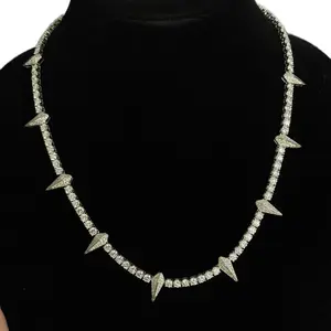 S925 MST TENNIS WITH SPIKES NECKLACE