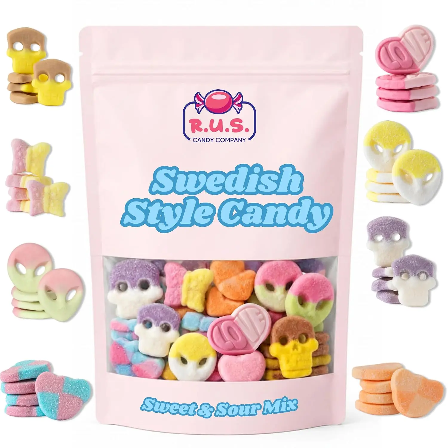 Swedish Candy Mix - Authentic Scandinavian Swedish Style Candy Variety Pack - Gummy Candy, Foam Candy, Marshmallow Treats - Sour & Sweet Flavors (0.5 Pounds)