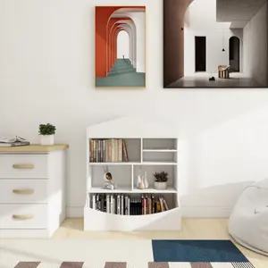 High end and high-quality Multi-Functional 7 Shelf Bookcase, Storage Display, Rack, Organizer, White,14.37" D x 31.50" W x39.37" H,Baby Toddler Bookshelf for Kids, Kids Bookcase, Toy Storage Organizer, for Playroom, Bedroom, Nursery