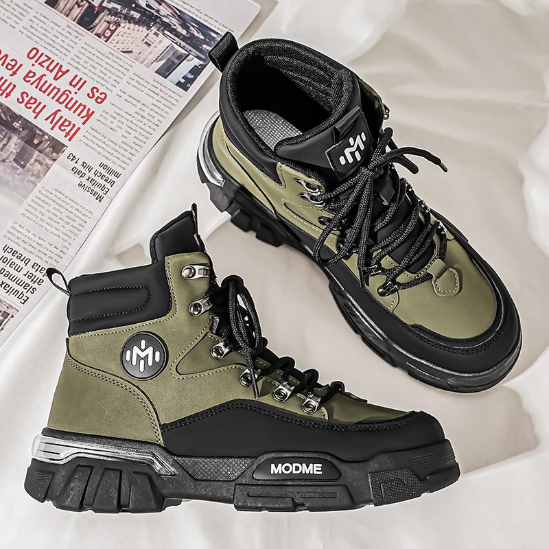 MODME Men’s Waterproof High-Top Hiking Boots, Non-Slip Outdoor Work Shoes, Durable Trail Sneakers for Trekking & Camping