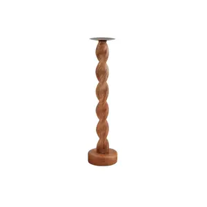 Mud Pie Small Twisted Wood Candlestick