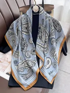 Elegant Silk Scarf with Almond Flower Print, Floral Pattern, Spring Summer Fashion Accessory, Versatile Neck Wrap for Women, Stylish and Comfortable