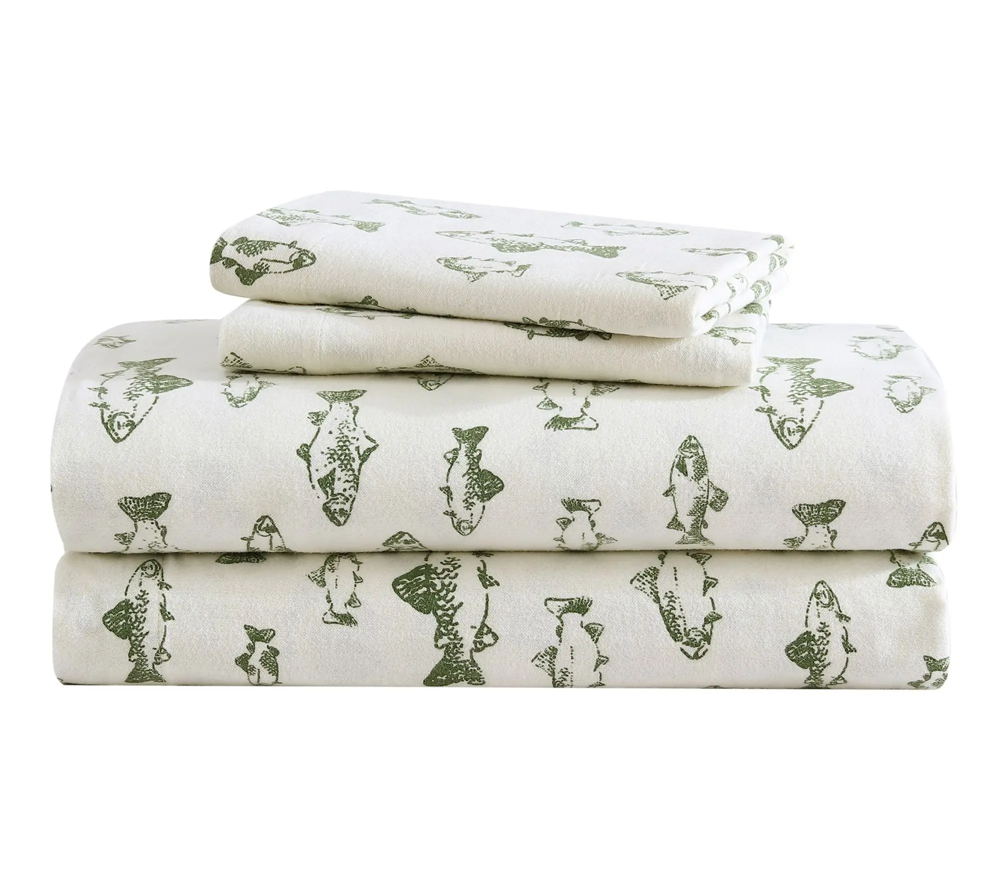 Eddie Bauer School Of Fish Green Cotton Twin Sheet Set